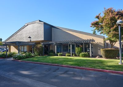 Grass outside at the front entrance to Turlock